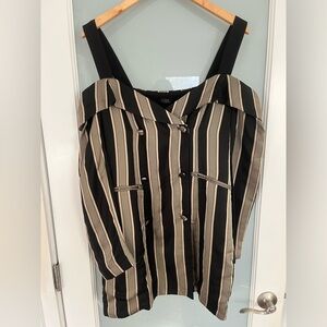 NBD Black and Tan Striped Mini Dress